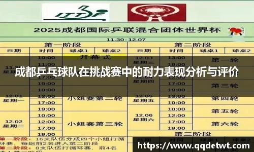成都乒乓球队在挑战赛中的耐力表现分析与评价